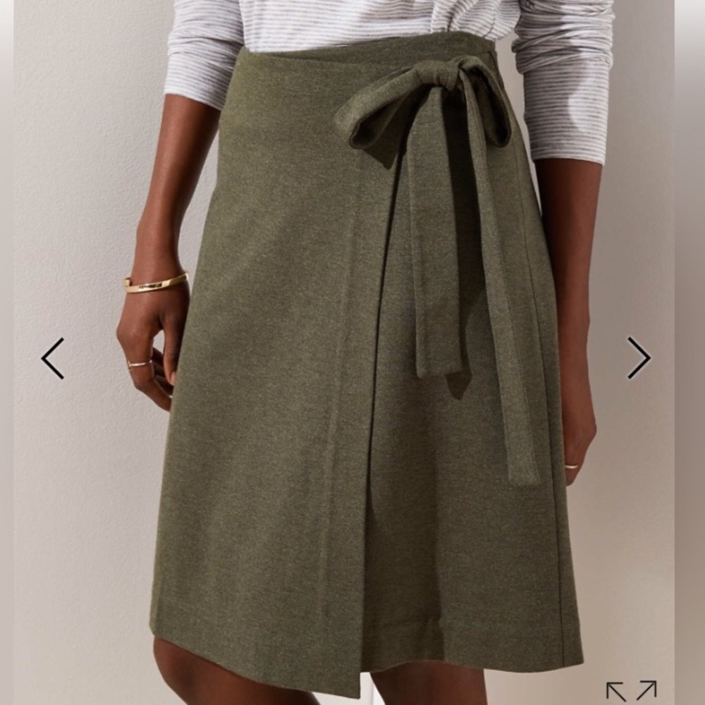 Loft Olive Green Wrap Skirt